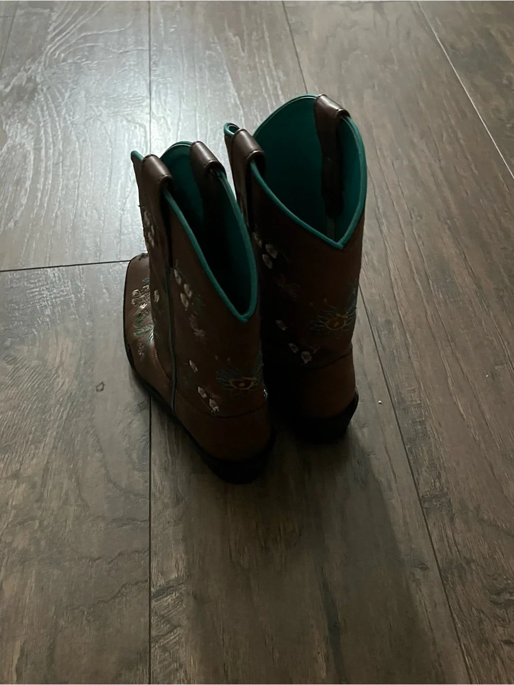 Shyanne Brown Western Lace-Up Boots with Teal Interior